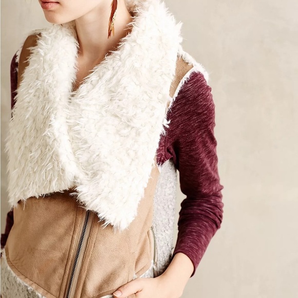 Anthropologie Sunday Monday Sherpa Moto Jacket Vest - Picture 1 of 15
